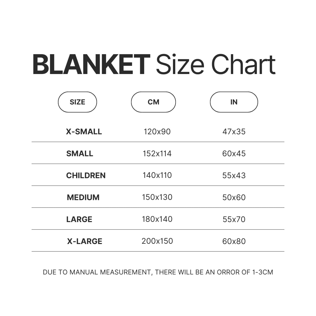 Blanket Size Chart - Initial D Store