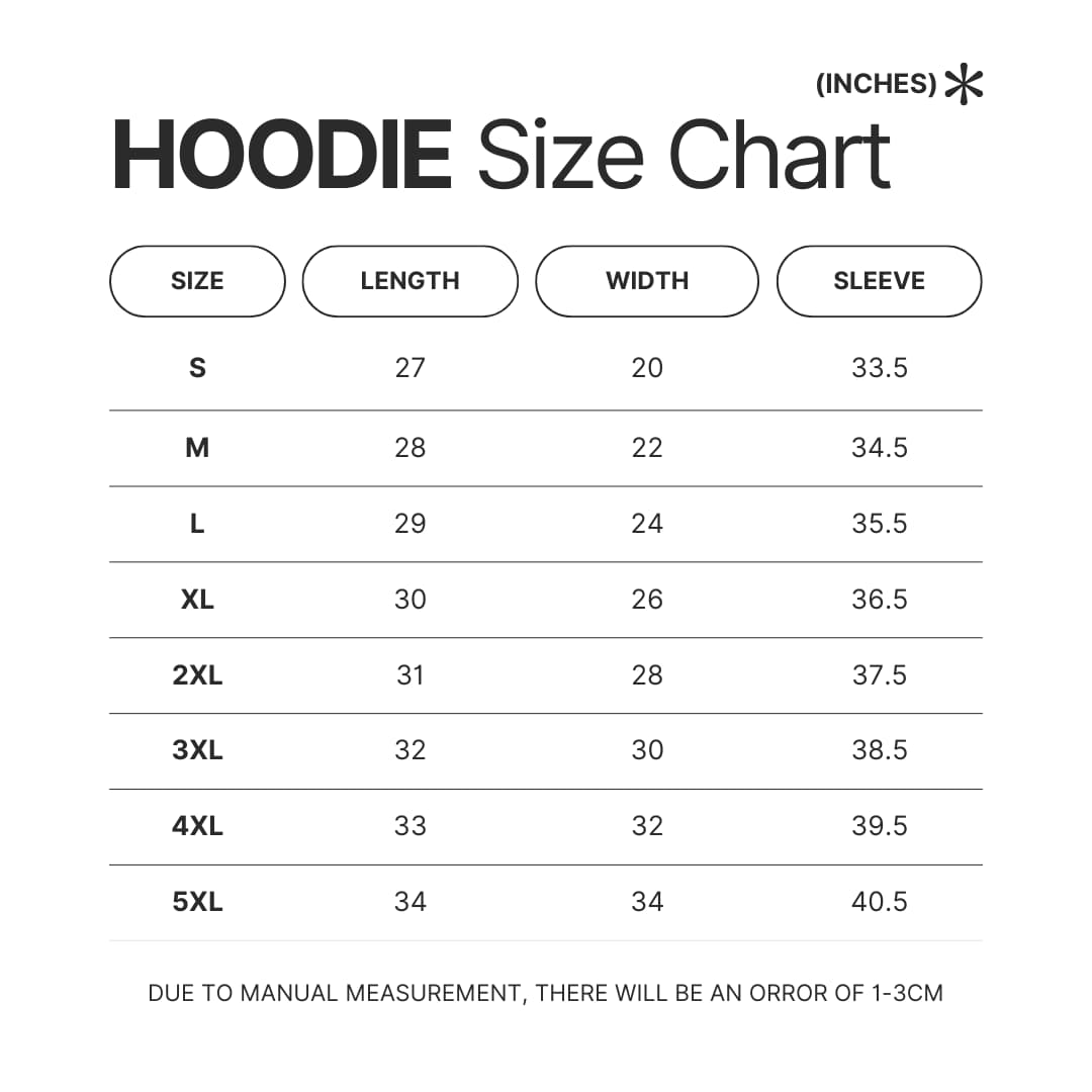 Hoodie Size Chart - Initial D Store