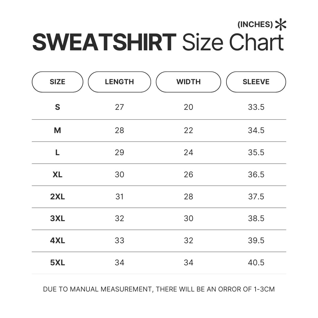 Sweatshirt Size Chart - Initial D Store