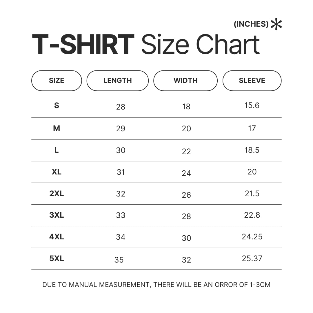 T shirt Size Chart - Initial D Store