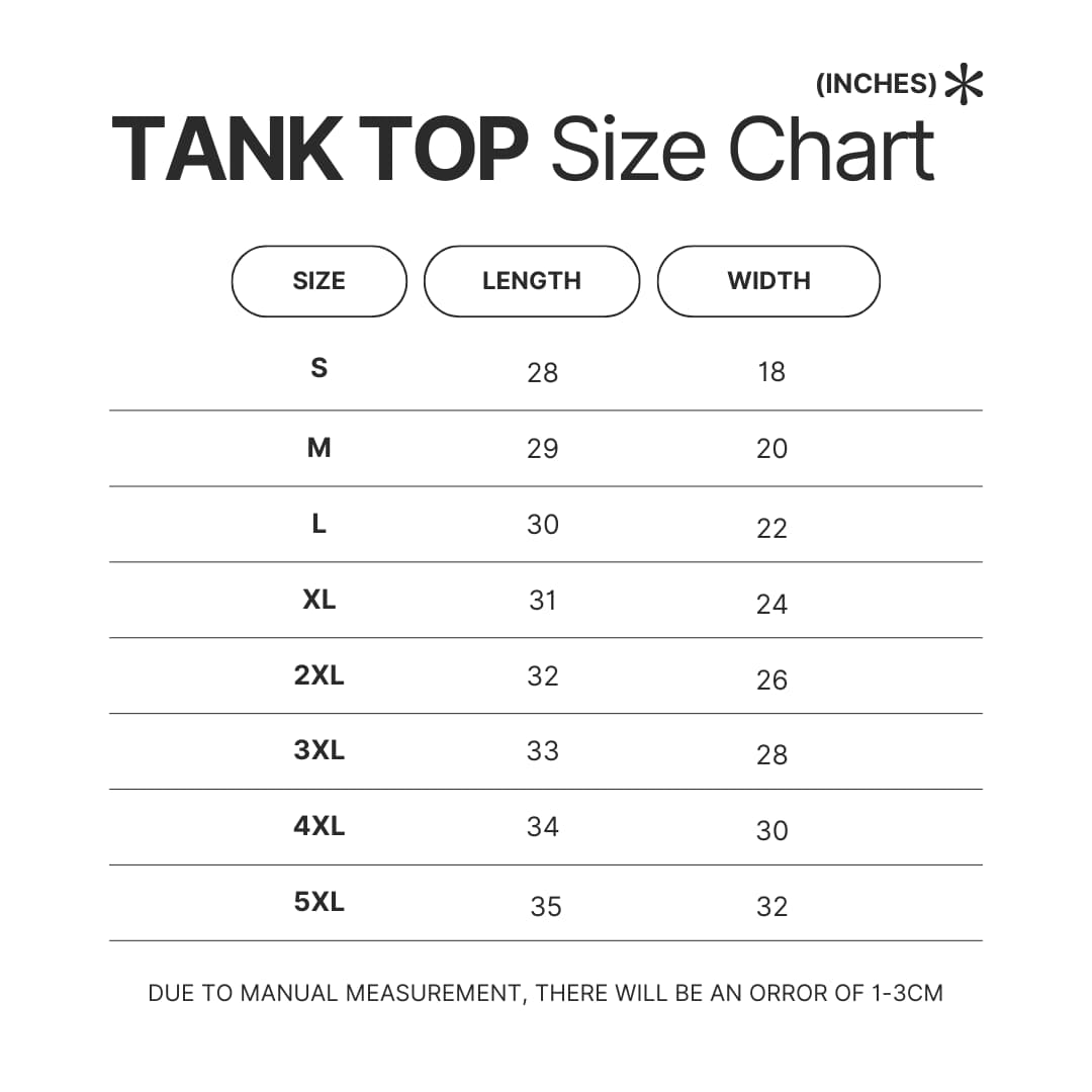 Tank Top Size Chart - Initial D Store